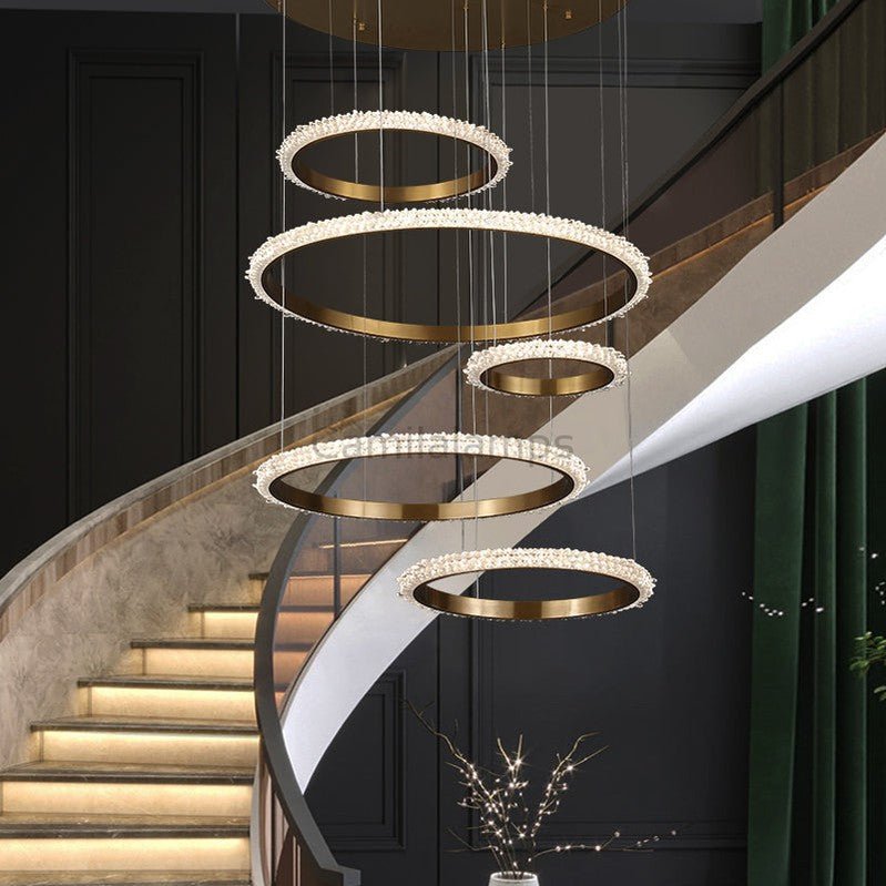 Staircase Modern Crystal Ring Chandelier - Camilalamps - ILC1004