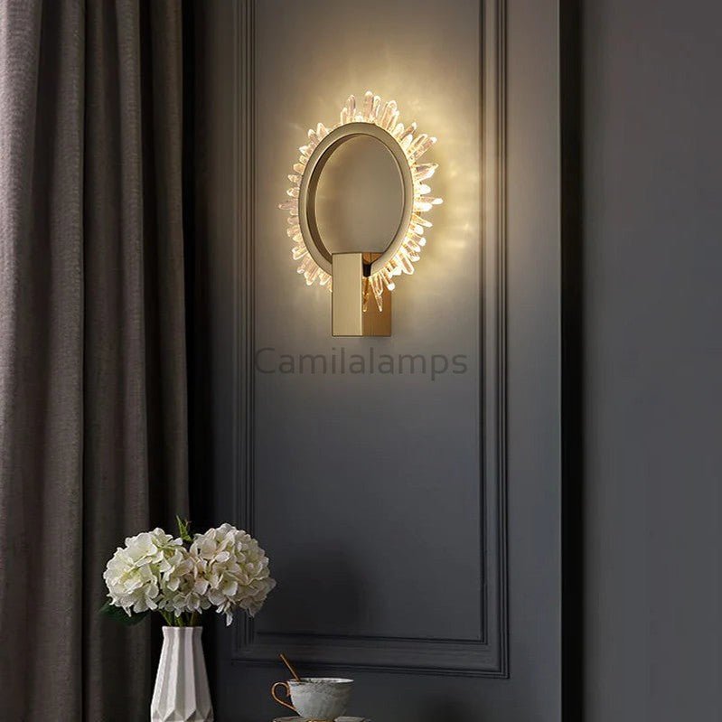 Stella Modern Rock Crystal Wall Ring Wall Sconce - Camilalamps - CAM1456 - 2
