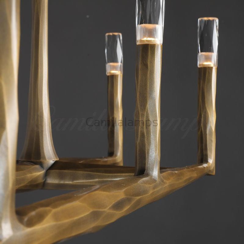 Thaddeas Hand - Forged Metal Linear Chandelier - Camilalamps - CAM1613