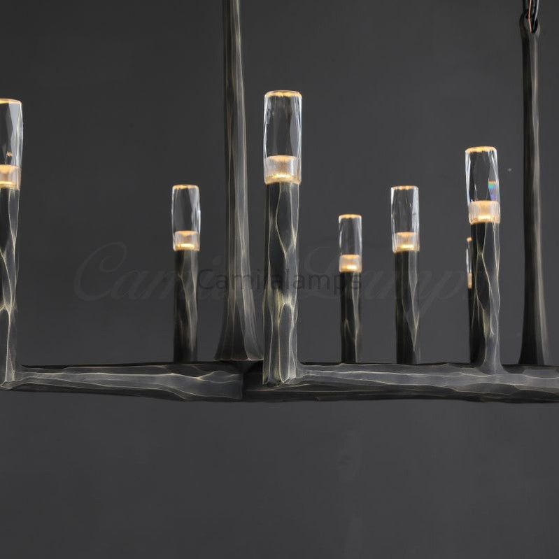 Thaddeas Hand - Forged Metal Linear Chandelier - Camilalamps - CAM1613