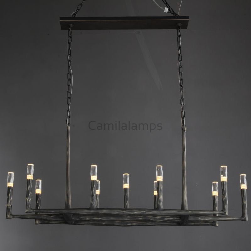 Thaddeas Hand - Forged Metal Linear Chandelier - Camilalamps - CAM1611