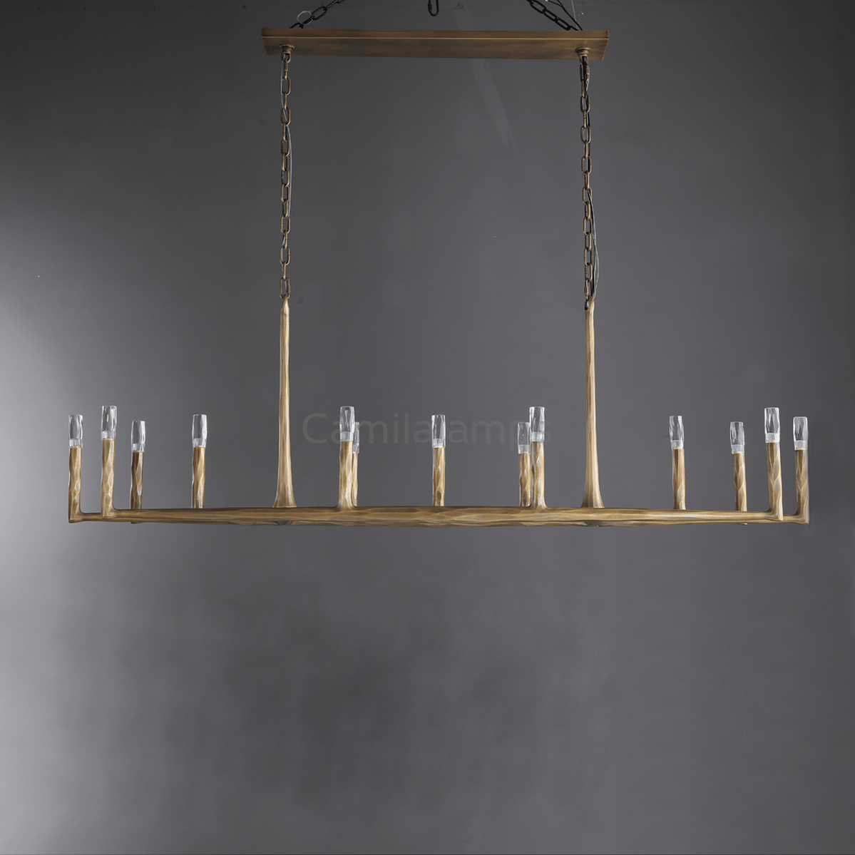 Thaddeas Hand - Forged Metal Linear Chandelier - Camilalamps - CAM1613