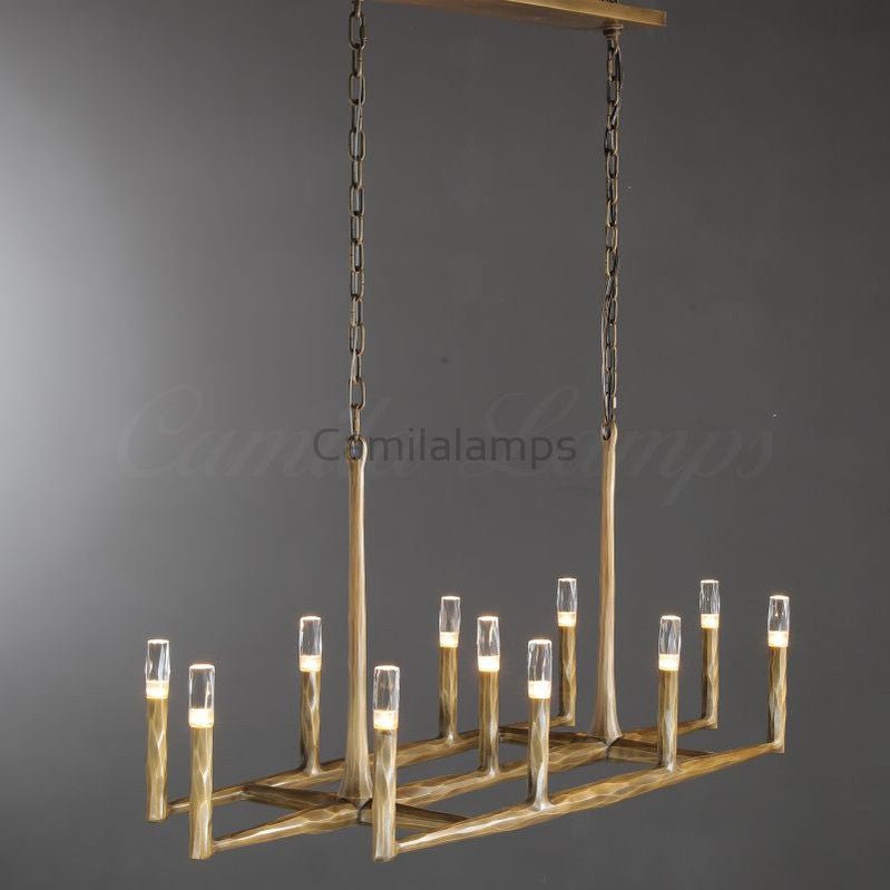 Thaddeas Hand - Forged Metal Linear Chandelier - Camilalamps - CAM1613