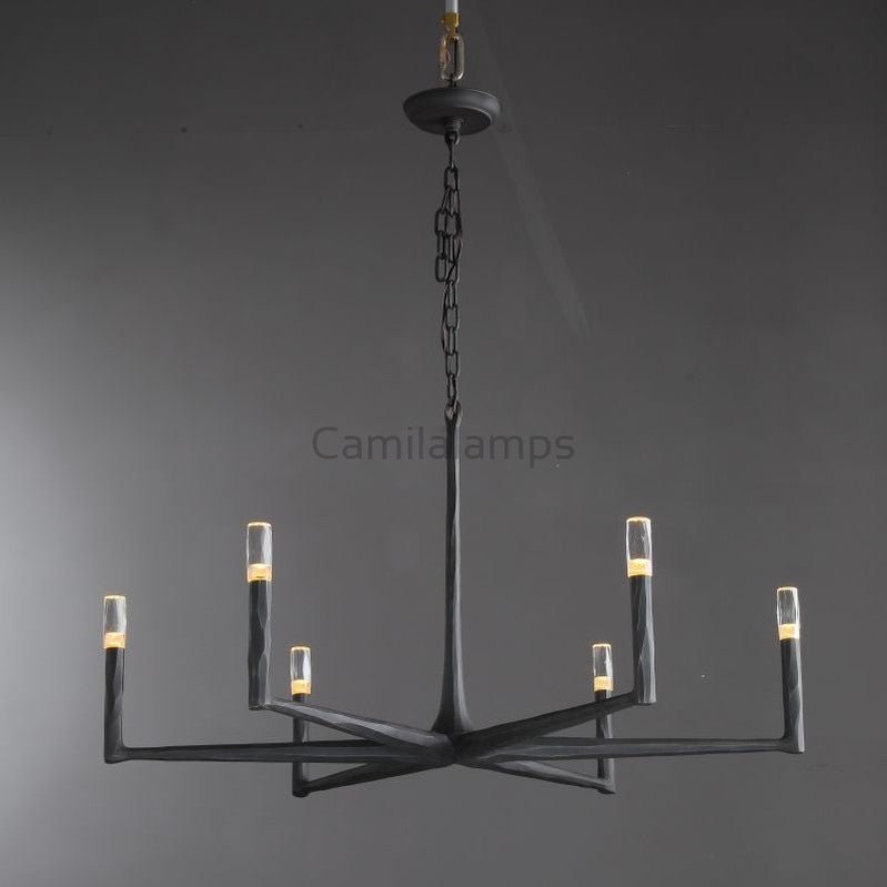 Thaddeas Hand - Forged Metal Round Chandelier - Camilalamps - CAM1620