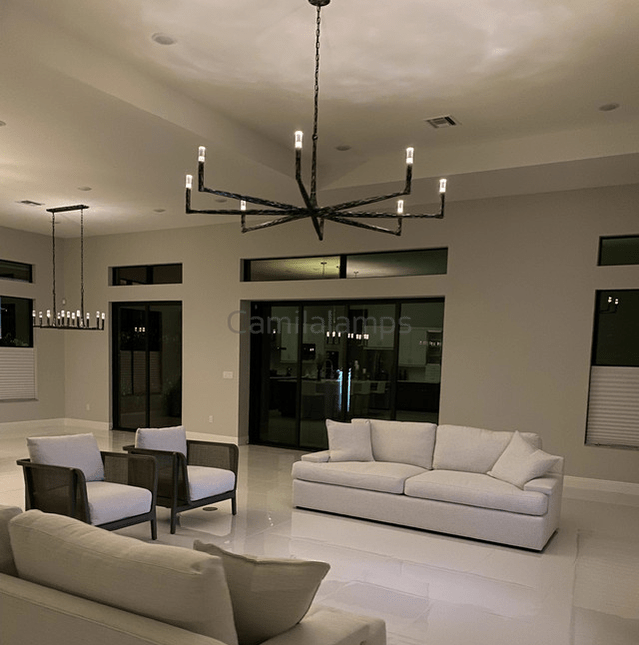 Thaddeas Hand - Forged Metal Round Chandelier - Camilalamps - CAM1626