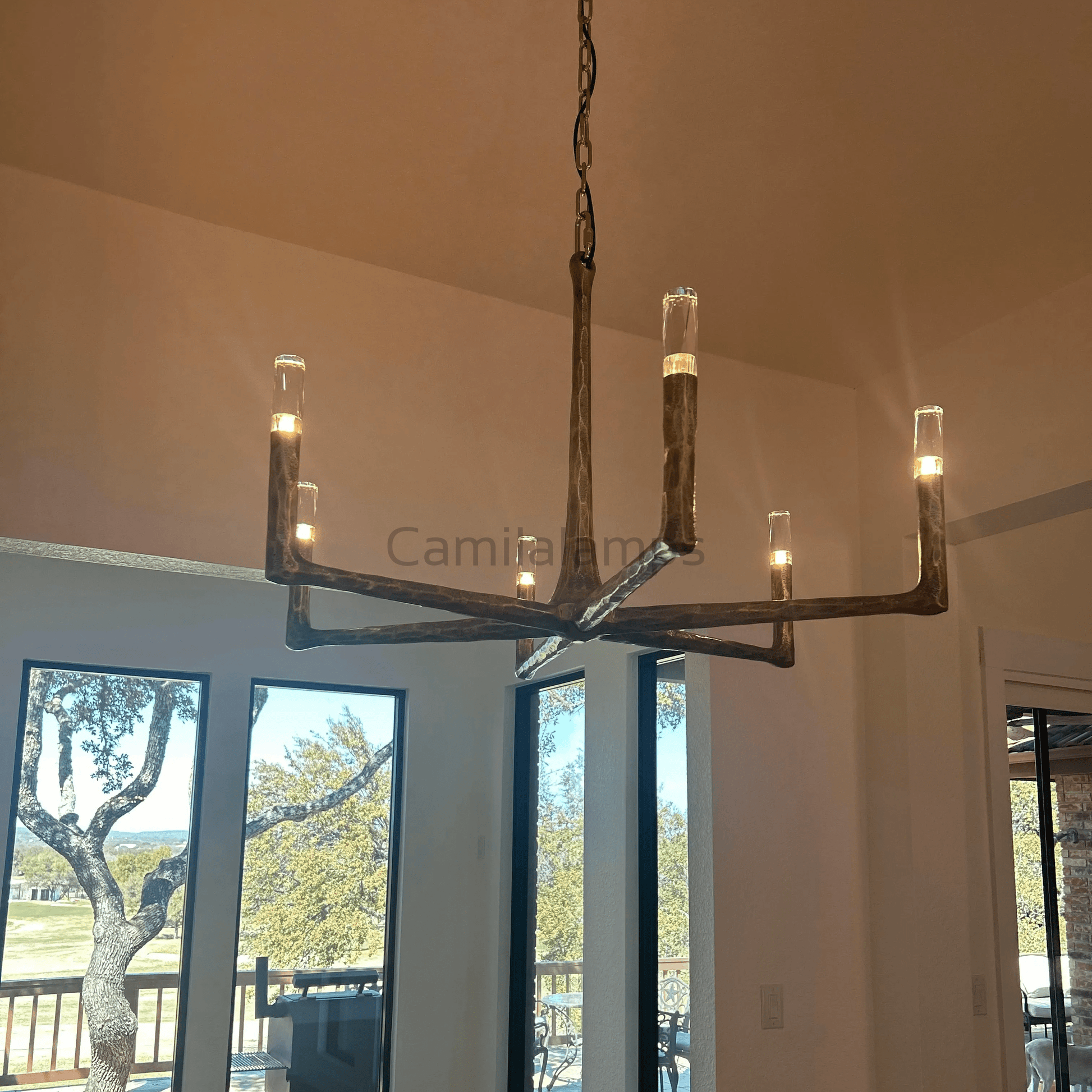 Thaddeas Hand - Forged Metal Round Chandelier - Camilalamps - CAM1619