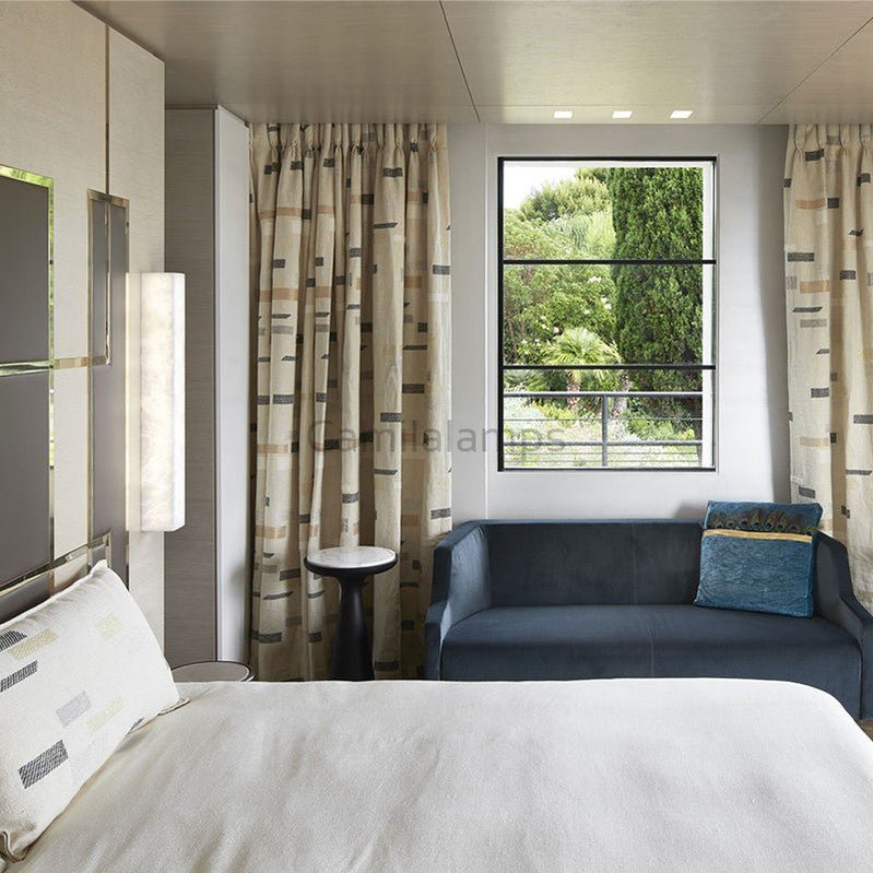 Tiber Rectangular Alabaster Wall Light Besides Bed - Camilalamps - CAM - TI - 02