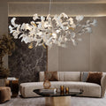 Tree Branch Chandelier Silver Ceramic Ginkgo Leaf Chandeliers 31.5 Inch Brass Chandelier Large Luxury Hanging Lights Fixture for Living Room Dining Room Kitchen Island, 6 - Light - Camilalamps - B0DL9V925K