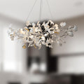 Tree Branch Chandelier Silver Ceramic Ginkgo Leaf Chandeliers 31.5 Inch Brass Chandelier Large Luxury Hanging Lights Fixture for Living Room Dining Room Kitchen Island, 6 - Light - Camilalamps - B0DLB3MJ51