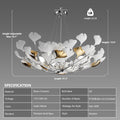 Tree Branch Chandelier Silver Ceramic Ginkgo Leaf Chandeliers 31.5 Inch Brass Chandelier Large Luxury Hanging Lights Fixture for Living Room Dining Room Kitchen Island, 6 - Light - Camilalamps - B0DL9V925K