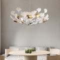 Tree Branch Chandelier Silver Ceramic Ginkgo Leaf Chandeliers 31.5 Inch Brass Chandelier Large Luxury Hanging Lights Fixture for Living Room Dining Room Kitchen Island, 6 - Light - Camilalamps - B0DKTGS279