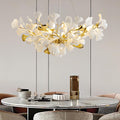 Tree Branch Chandelier Silver Ceramic Ginkgo Leaf Chandeliers 31.5 Inch Brass Chandelier Large Luxury Hanging Lights Fixture for Living Room Dining Room Kitchen Island, 6 - Light - Camilalamps - B0DL9V925K