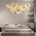 Tree Branch Chandelier Silver Ceramic Ginkgo Leaf Chandeliers 31.5 Inch Brass Chandelier Large Luxury Hanging Lights Fixture for Living Room Dining Room Kitchen Island, 6 - Light - Camilalamps - B0DL9V925K