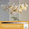 Tree Branch Chandelier Silver Ceramic Ginkgo Leaf Chandeliers 31.5 Inch Brass Chandelier Large Luxury Hanging Lights Fixture for Living Room Dining Room Kitchen Island, 6 - Light - Camilalamps - B0DL9V925K