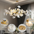 Tree Branch Chandelier Silver Ceramic Ginkgo Leaf Chandeliers 31.5 Inch Brass Chandelier Large Luxury Hanging Lights Fixture for Living Room Dining Room Kitchen Island, 6 - Light - Camilalamps - B0DL9V925K