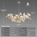 Tree Branch Chandelier Silver Ceramic Ginkgo Leaf Chandeliers 31.5 Inch Brass Chandelier Large Luxury Hanging Lights Fixture for Living Room Dining Room Kitchen Island, 6 - Light - Camilalamps - B0DL9V925K