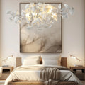 Tree Branch Chandelier White Ceramic Ginkgo Leaf Chandeliers, 6 - Light L47.2 in Rectangle Height Adjustable Chandelier for Dining Room Lighting Fixtures Hanging, Living Room, Bedroom, Gold - Camilalamps - B0FC6L5HCY