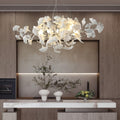 Tree Branch Chandelier White Ceramic Ginkgo Leaf Chandeliers, 6 - Light L47.2 in Rectangle Height Adjustable Chandelier for Dining Room Lighting Fixtures Hanging, Living Room, Bedroom, Gold - Camilalamps - B0FC6L5HCY