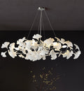 Tree Branch Chandelier White Ceramic Ginkgo Leaf Chandeliers, 6 - Light L47.2 in Rectangle Height Adjustable Chandelier for Dining Room Lighting Fixtures Hanging, Living Room, Bedroom, Gold - Camilalamps - B0FC6L5HCY