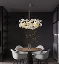 Tree Branch Chandelier White Ceramic Ginkgo Leaf Chandeliers, 6 - Light L47.2 in Rectangle Height Adjustable Chandelier for Dining Room Lighting Fixtures Hanging, Living Room, Bedroom, Gold - Camilalamps - B0FC6L5HCY
