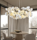 Tree Branch Chandelier White Ceramic Ginkgo Leaf Chandeliers, 6 - Light L47.2 in Rectangle Height Adjustable Chandelier for Dining Room Lighting Fixtures Hanging, Living Room, Bedroom, Gold - Camilalamps - B0FC6L5HCY