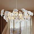 Tree Branch Chandelier White Ceramic Ginkgo Leaf Chandeliers, 6 - Light L47.2 in Rectangle Height Adjustable Chandelier for Dining Room Lighting Fixtures Hanging, Living Room, Bedroom, Gold - Camilalamps - B0FC6NMR8R