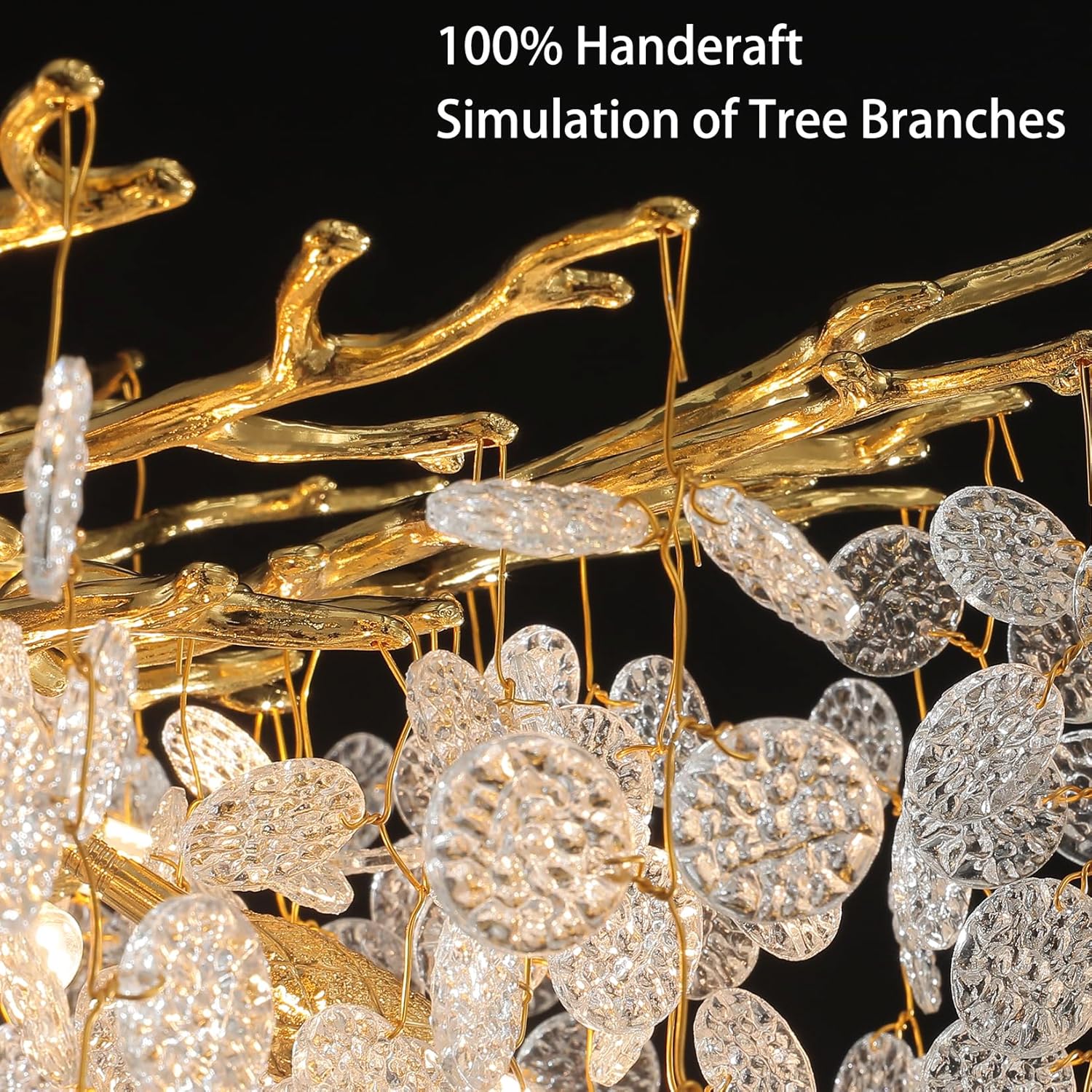 Tree Branch Crystal Chandelier Luxury Gold Crystal Hanging Pendant Lighting Fixture 47.2" Round 18 - Light Chandeliers for Dining Room Kitchen Bedroom Living Room Restaurant - Camilalamps - B0FDB47DLM