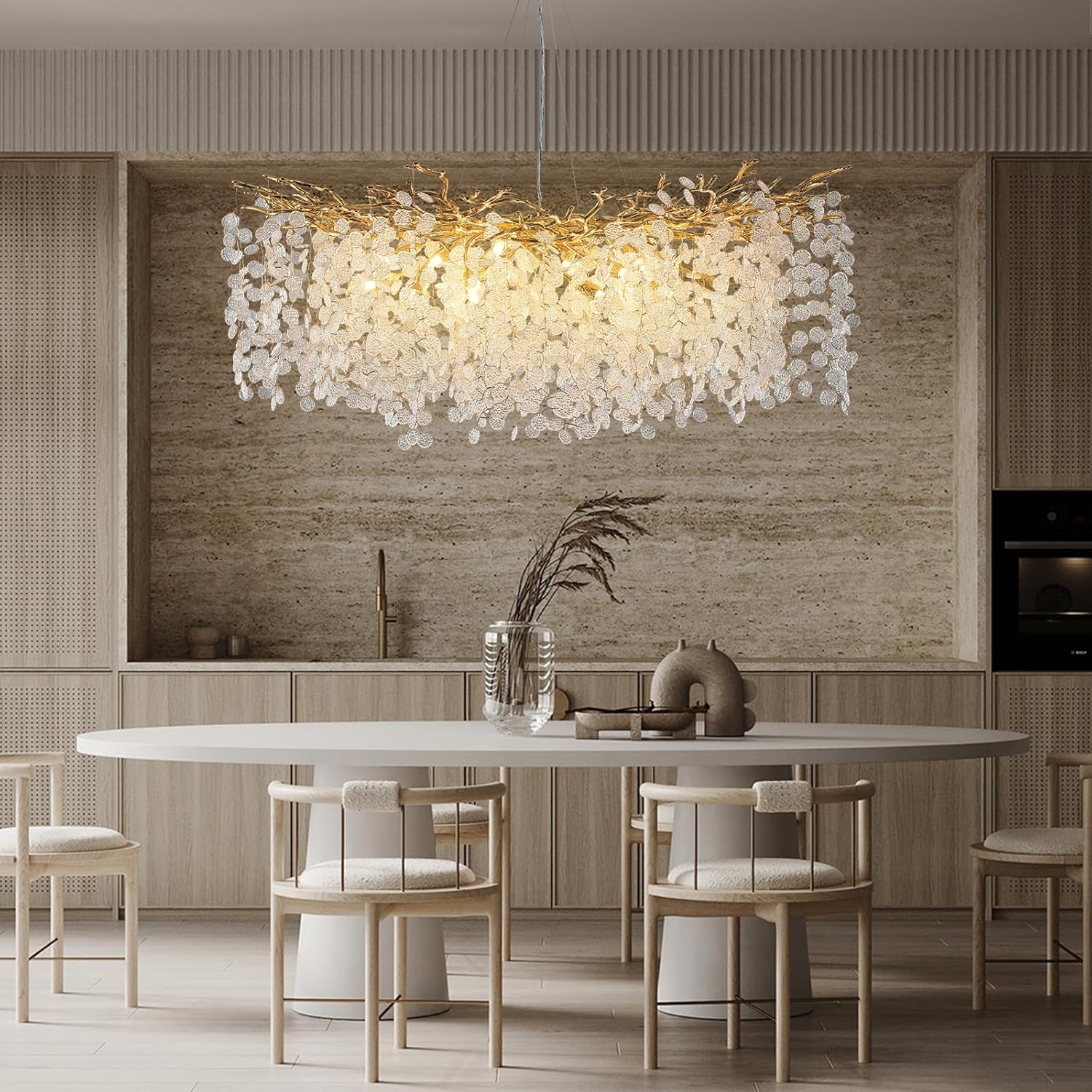 Tree Branch Crystal Chandelier Luxury Gold Crystal Hanging Pendant Lighting Fixture 47.2" Round 18 - Light Chandeliers for Dining Room Kitchen Bedroom Living Room Restaurant - Camilalamps - B0FDB47DLM