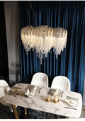Valeria Aluminum Chain Hardware Tassel Long Chandelier W35