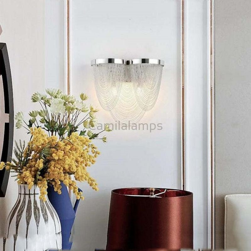 Valeria Aluminum Chain Modern Tassel Bedroom Wall Sconce - Camilalamps - CAM - VA - 30