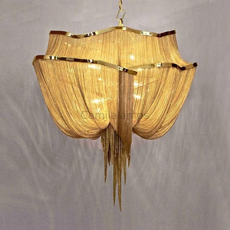 Valeria Aluminum Double - Layer Aluminum Chain Tassel Chandelier - Camilalamps - CAM - VA - 19