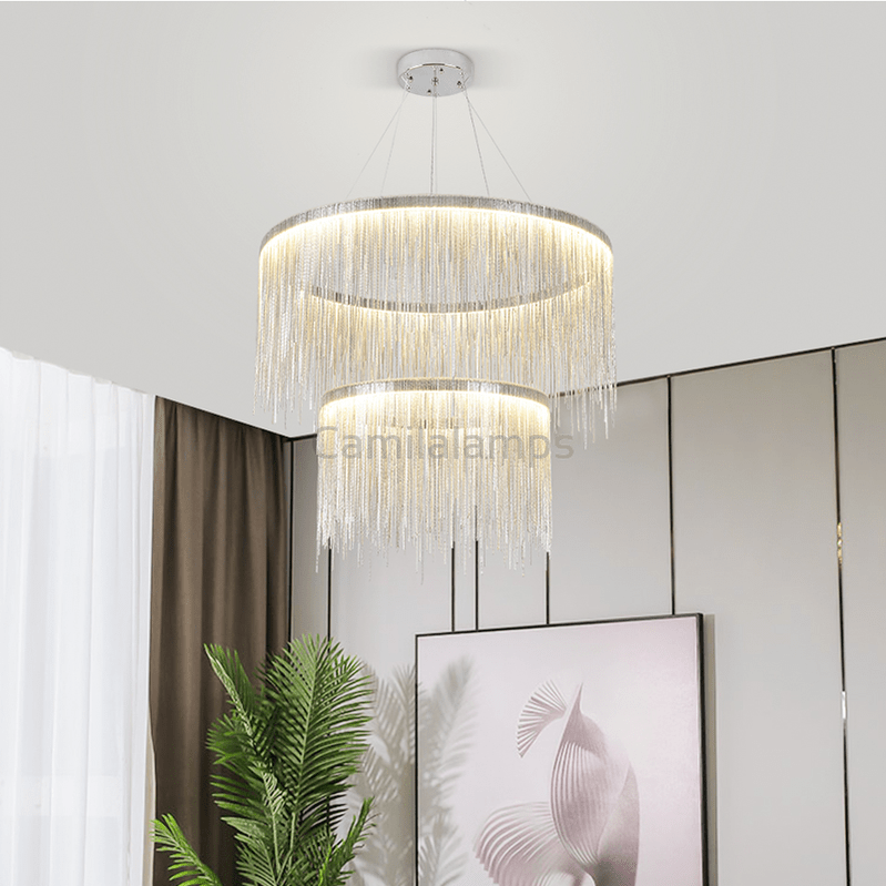Vicky Two - tier Chain Tassel Round Chandelier - Camilalamps - ILC0612