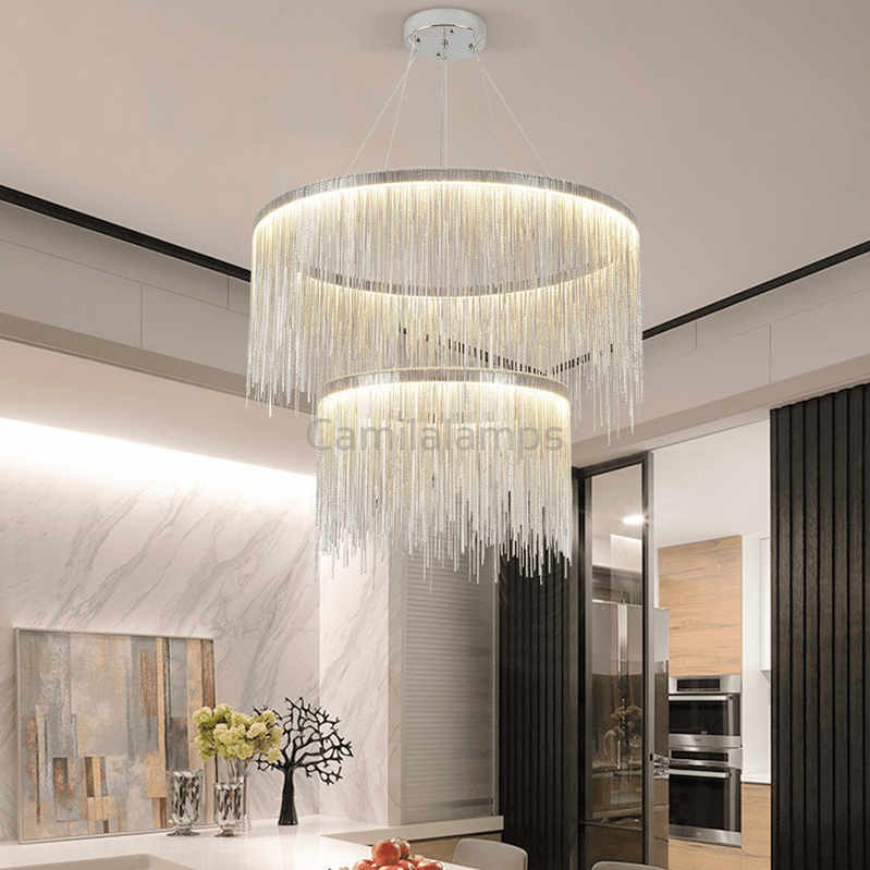 Vicky Two - tier Chain Tassel Round Chandelier - Camilalamps - ILC0610