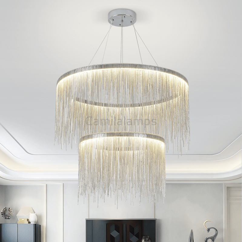 Vicky Two - tier Chain Tassel Round Chandelier - Camilalamps - ILC0612