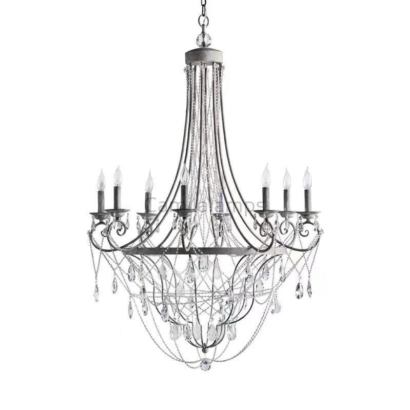 Vintage Iron Crystal Pendant Candle Chandelier - Camilalamps - CAM - X - 05840
