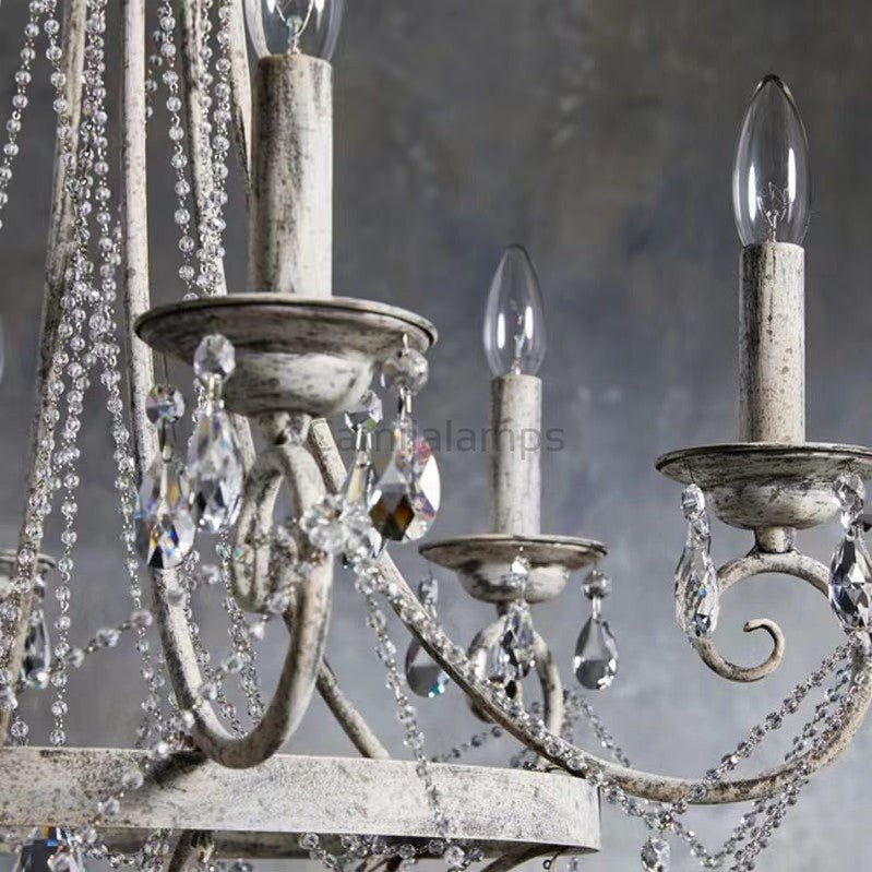 Vintage Iron Crystal Pendant Candle Chandelier - Camilalamps - CAM - X - 05840