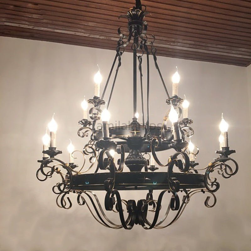 Vintage Iron Simple Candle Art Chandelier for Living Room / Villa / Stairs - Camilalamps - CA - X - 055