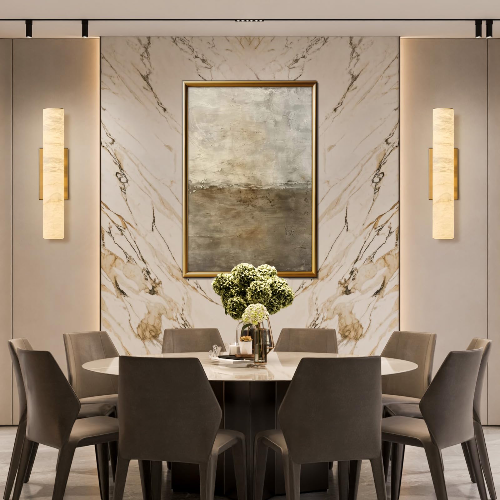 Wall Sconces, Alabaster Brass Wall Sconce, 20" Modern Gold Sconce Wall Lamp,Bathroom Wall Lights Vanity Light for Living Room, Bedroom, Hallway, Stairs - Camilalamps - B0DMP2P735