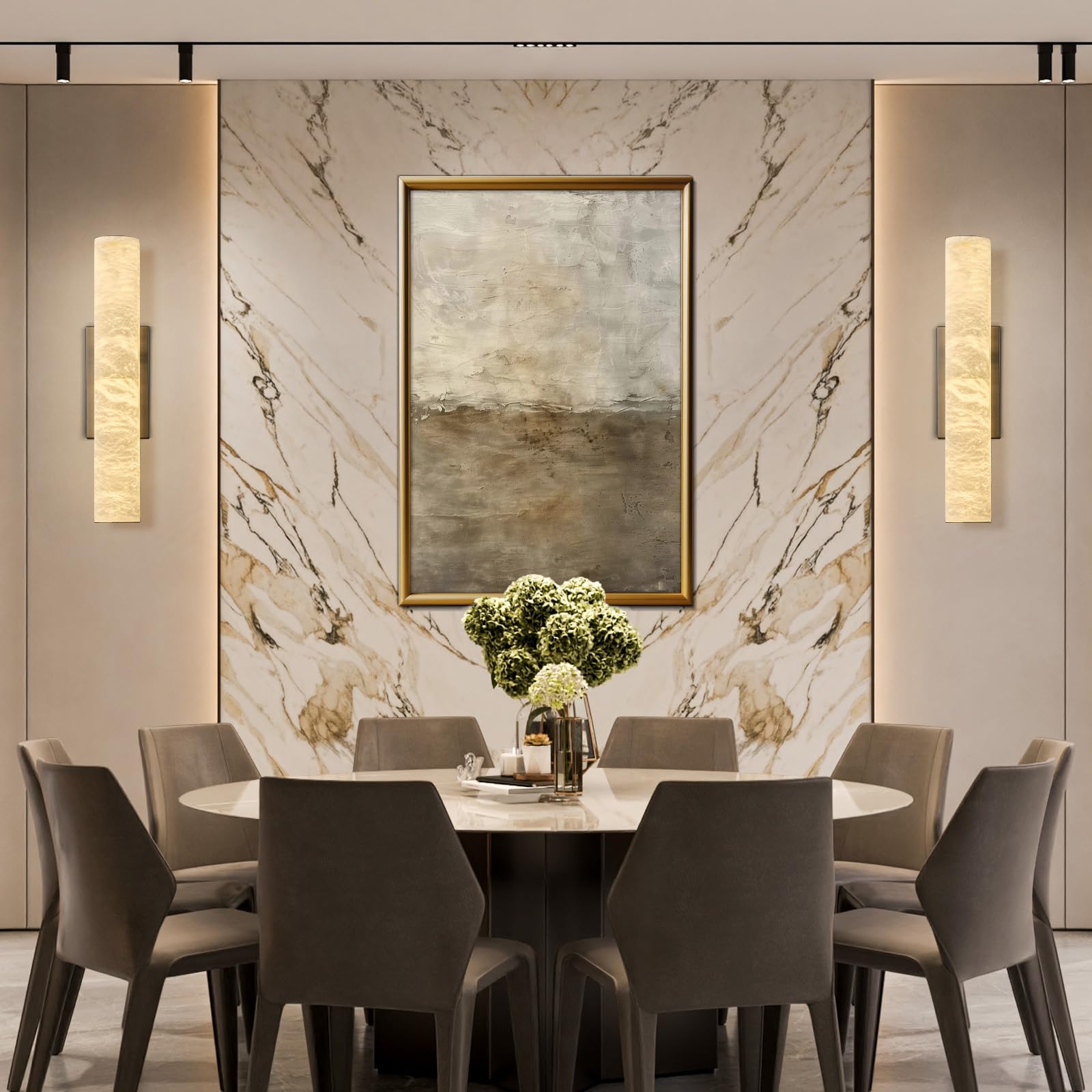 Wall Sconces, Alabaster Brass Wall Sconce, 20" Modern Gold Sconce Wall Lamp,Bathroom Wall Lights Vanity Light for Living Room, Bedroom, Hallway, Stairs - Camilalamps - B0DMP2P735