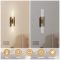 Wall Sconces Set of 2, Brass and Gold Wall Lighting Fixtures with Clear Glass, Mounted Lamps for Bedroom, Bathroom, Living Room, Hallway - Camilalamps - B0FCCFF3YG