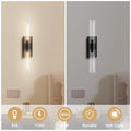 Wall Sconces Set of 2, Brass and Gold Wall Lighting Fixtures with Clear Glass, Mounted Lamps for Bedroom, Bathroom, Living Room, Hallway - Camilalamps - B0FCCFF3YG