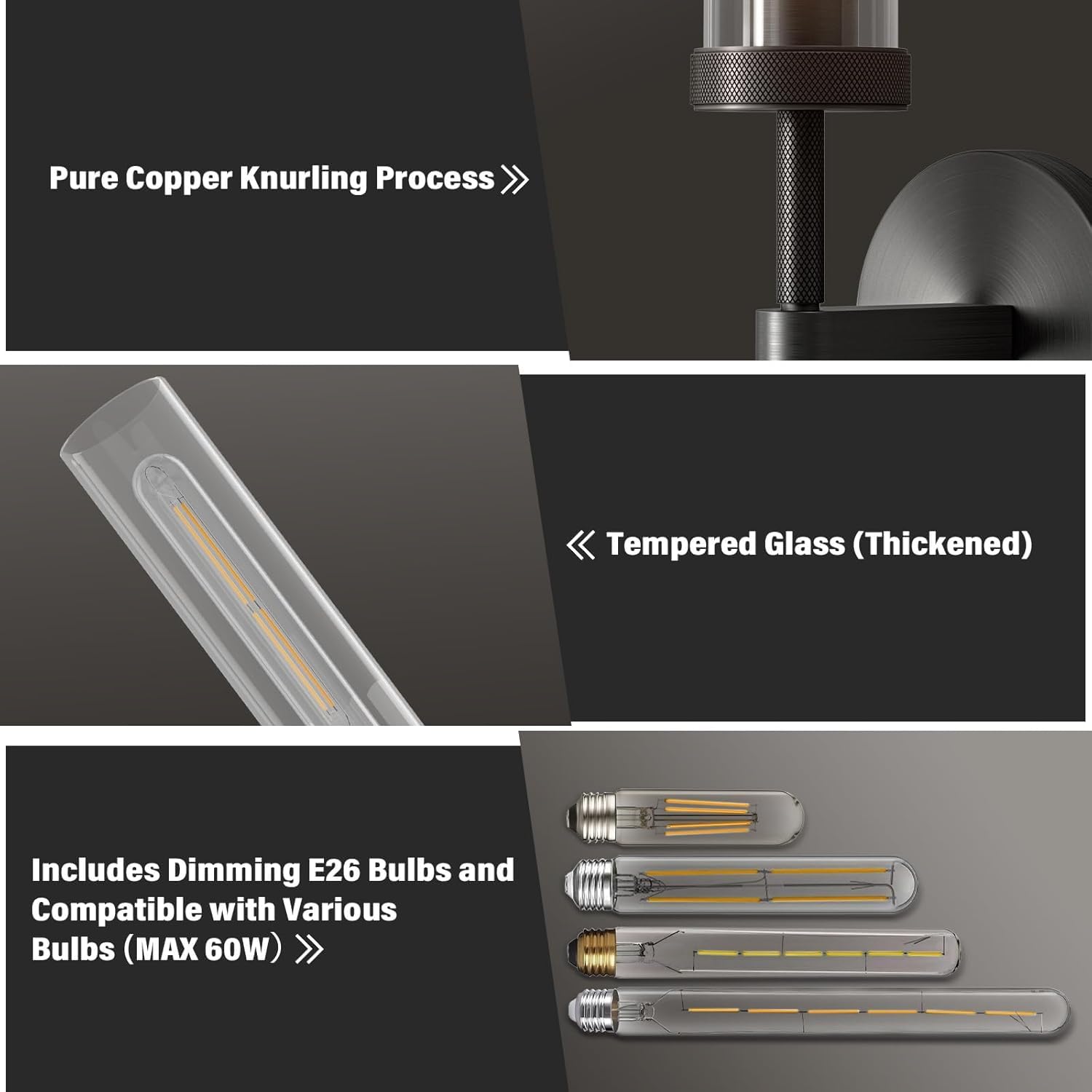 Wall Sconces Set of 2, Brass and Gold Wall Lighting Fixtures with Clear Glass, Mounted Lamps for Bedroom, Bathroom, Living Room, Hallway - Camilalamps - B0FCCFF3YG