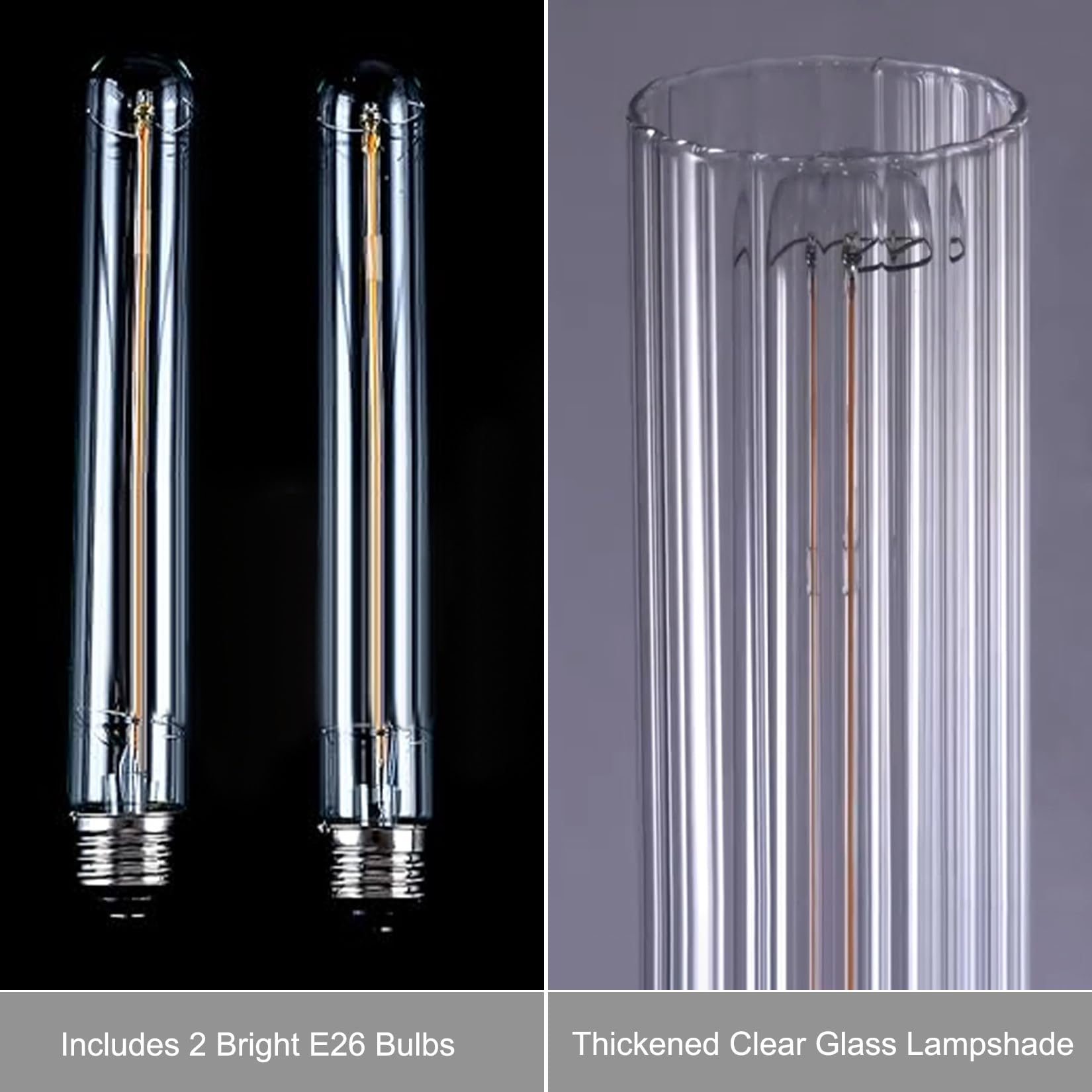 Wall Sconces Set of Two, 17.7'' Black Bathroom Wall Sconce Light with Glass Tube, 2 - Light Sconces Wall Lighting Over Mirror Vanity Wall Lights for Living Room, Hallway, Bedroom, Staircase - Camilalamps - B0FJD1XRK3