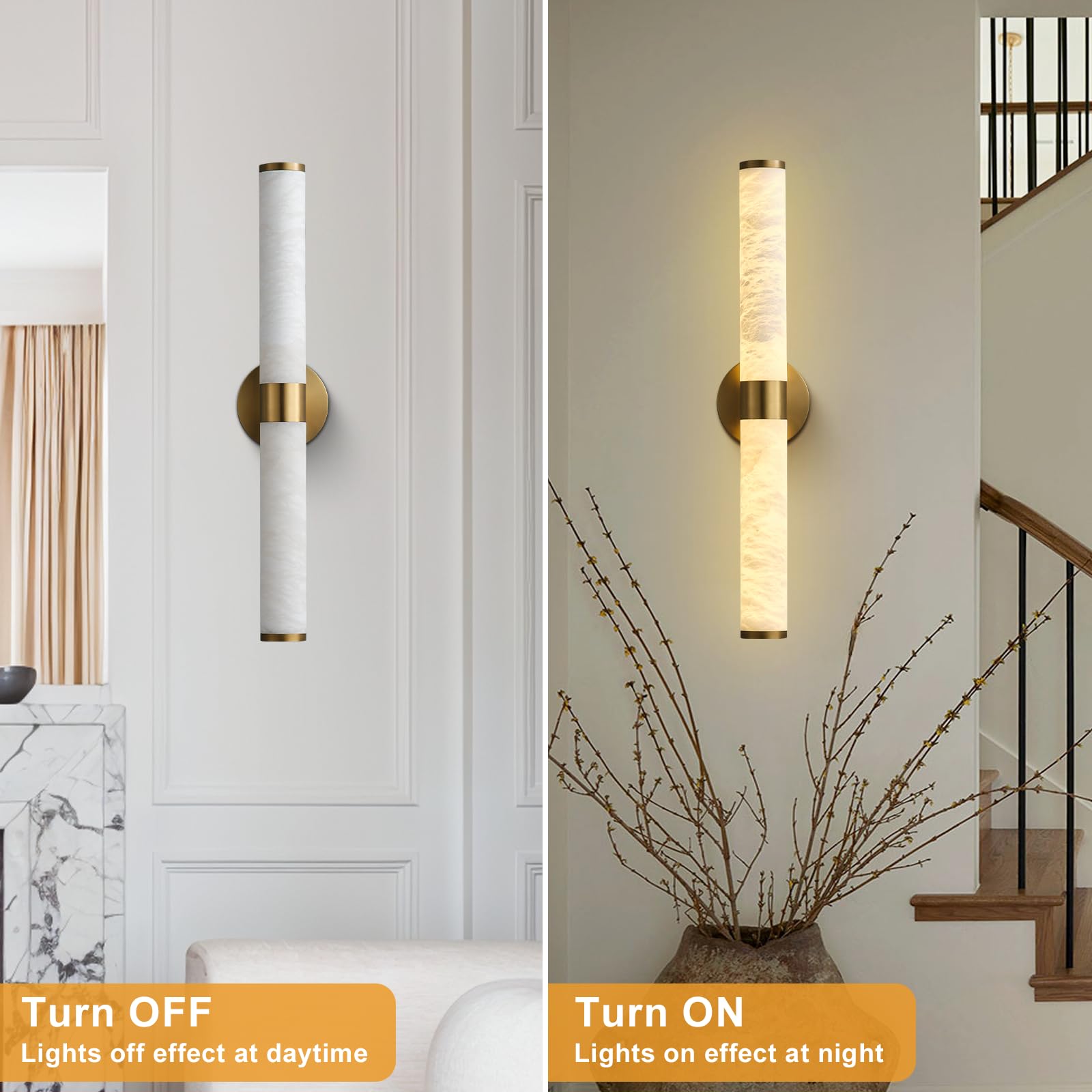 Wall Sconces Set of Two, 17.7'' Black Bathroom Wall Sconce Light with Glass Tube, 2 - Light Sconces Wall Lighting Over Mirror Vanity Wall Lights for Living Room, Hallway, Bedroom, Staircase - Camilalamps - B0FJD1XRK3