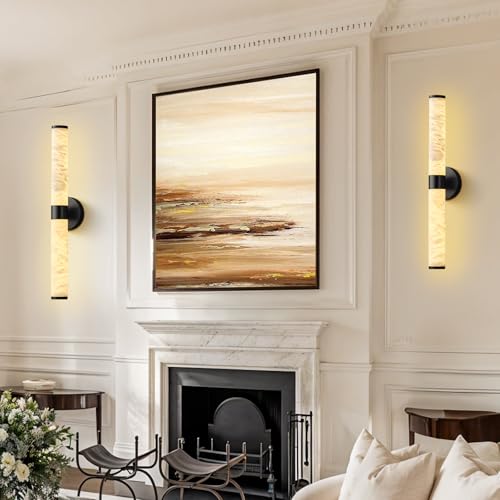 Wall Sconces Set of Two, 17.7'' Black Bathroom Wall Sconce Light with Glass Tube, 2 - Light Sconces Wall Lighting Over Mirror Vanity Wall Lights for Living Room, Hallway, Bedroom, Staircase - Camilalamps - B0FJD1XRK3