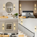 Wall Sconces Set of Two, 17.7'' Black Bathroom Wall Sconce Light with Glass Tube, 2 - Light Sconces Wall Lighting Over Mirror Vanity Wall Lights for Living Room, Hallway, Bedroom, Staircase - Camilalamps - B0FJD1XRK3