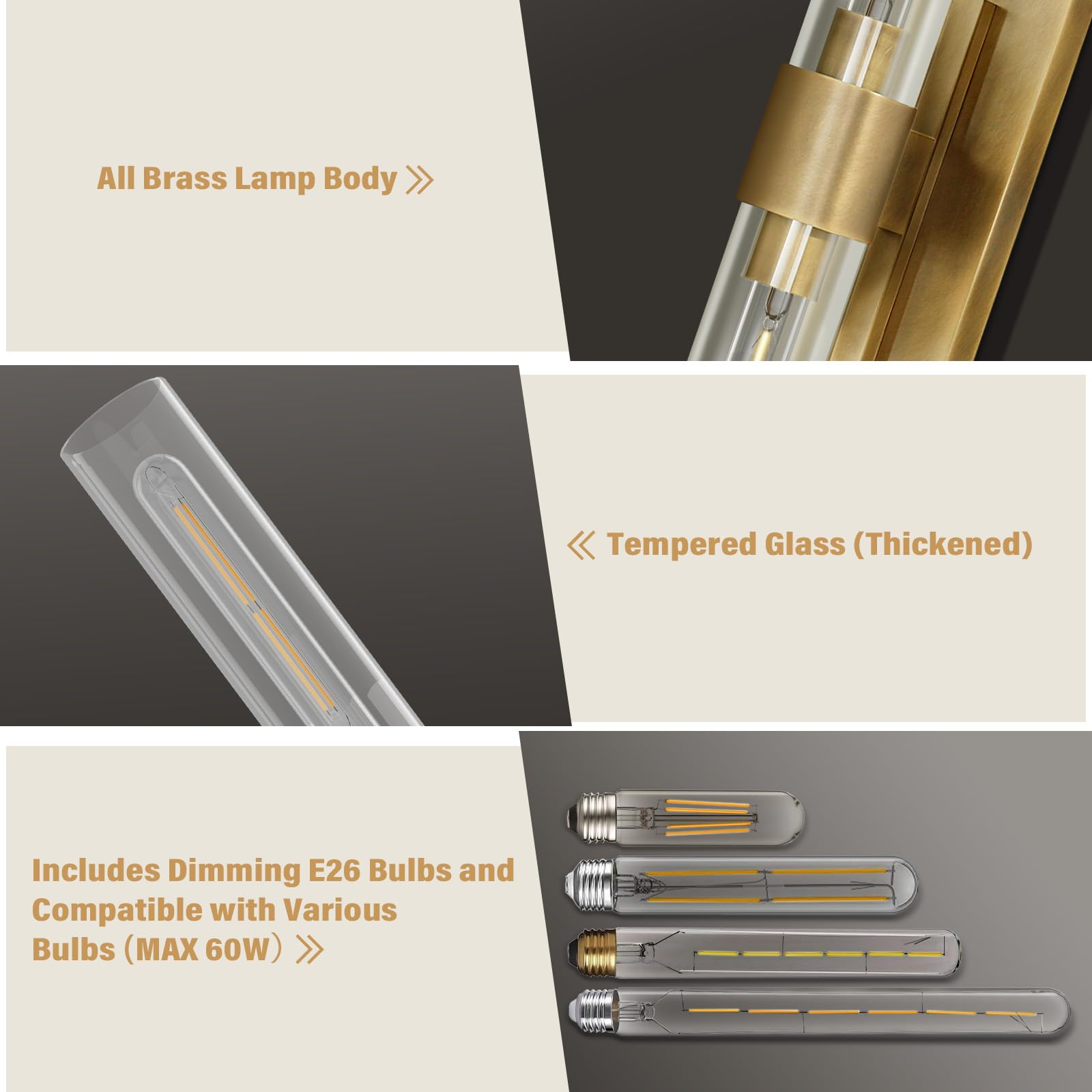 Wall Sconces Set of Two, Brass Wall Lights for Bathroom Vanity, 22.8" Gold Sconces 2 - Light, Indoor Brass Wall Sconces for Bathroom Mirror, Vanity, Bedroom, Living Room - Camilalamps - B0CJBZDVJD