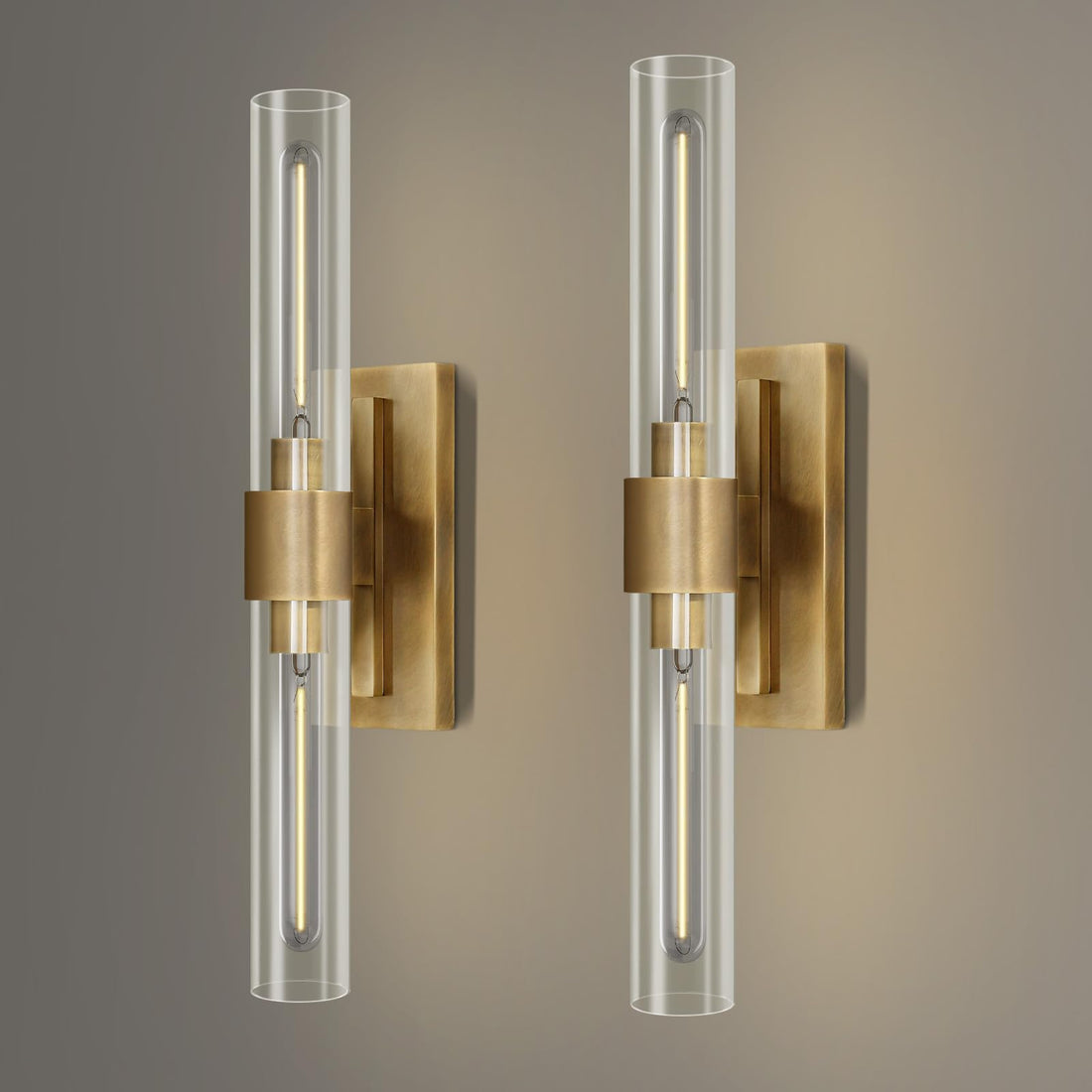 Wall Sconces Set of Two, Brass Wall Lights for Bathroom Vanity, 22.8" Gold Sconces 2 - Light, Indoor Brass Wall Sconces for Bathroom Mirror, Vanity, Bedroom, Living Room - Camilalamps - B0CJBZVP9K