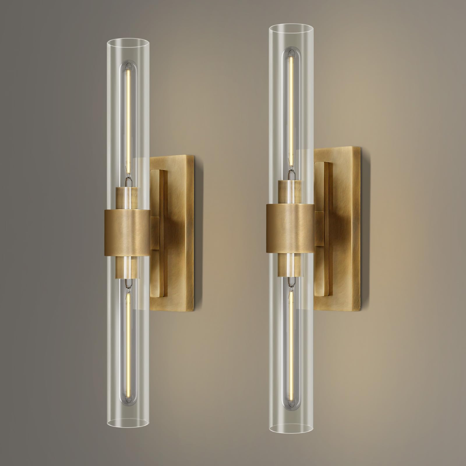 Wall Sconces Set of Two, Brass Wall Lights for Bathroom Vanity, 22.8" Gold Sconces 2 - Light, Indoor Brass Wall Sconces for Bathroom Mirror, Vanity, Bedroom, Living Room - Camilalamps - B0CJBLRTQR