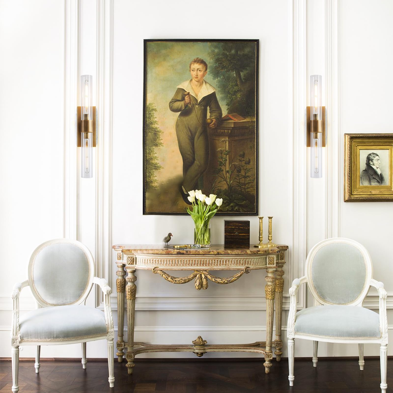 Wall Sconces Set of Two, Brass Wall Lights for Bathroom Vanity, 22.8" Gold Sconces 2 - Light, Indoor Brass Wall Sconces for Bathroom Mirror, Vanity, Bedroom, Living Room - Camilalamps - B0CJBZDVJD